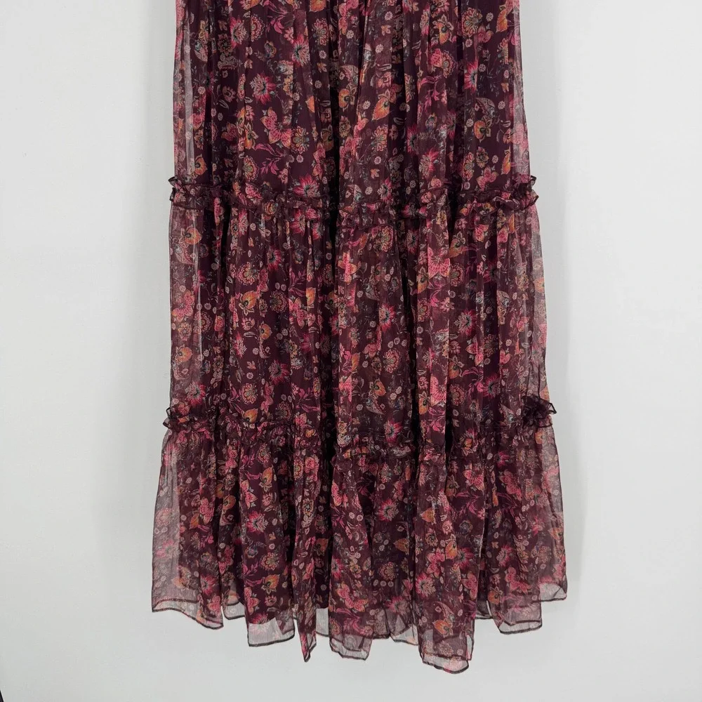 Ivy City Co Stephanie Dress Small Burgundy Floral Smocked Cottagecore Romantic - Picture 6 of 12